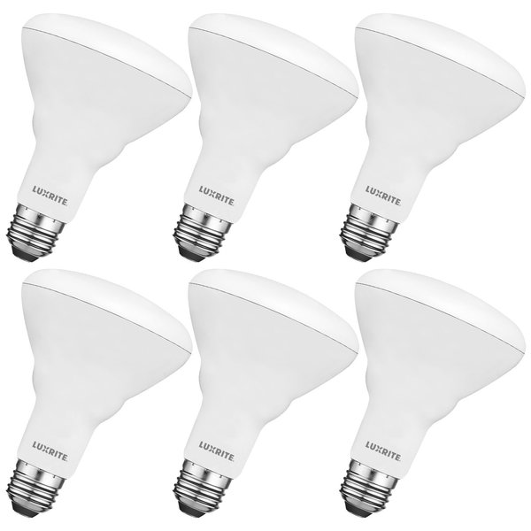 Luxrite BR30 LED Light Bulbs 8.5W (65W Equivalent) 650LM 3500K Natural White Dimmable E26 Base 6-Pack LR31872-6PK